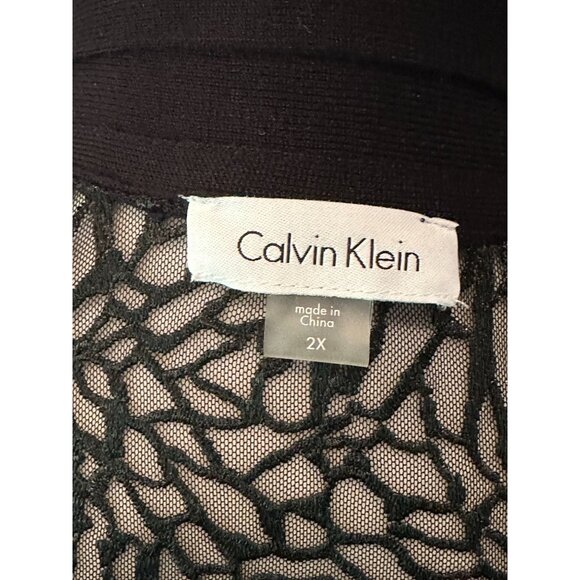 Calvin Klein Womens Black Sheer Lace Back Cardigan Sweater 2X - Picture 6 of 7
